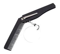 ASAKKURA Peigne Pliable Porte-clés pour Hommes, Grand Peigne à Barbe à Dents Fines en Acrylique, Miroir Ovale Intégré, Léger et Compact, pour Voyage et Soin Barbe