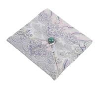 ASAKKURA Pochette à Bijoux Brodée Dragon Motif Argenté, Tissu Coton Lin Double Couche, Paquet de Rangement Cordon, Petit Paquet Multi-usage pour Bijoux, Montre et Accessoires, Voyage