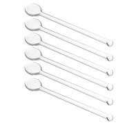 ASAKKURA Set de 6 Cuillères Longues en Verre Transparent pour Café et Dessert, Résistantes la Chaleur, Faciles à Nettoyer, 14,20 CM, Adaptées pour Mélanger Lait, Jus et Cocktails les