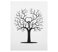 ASAKKURA Tableau de Signatures de Mariage Arbre à Empreintes Digitales en Tissu Noir 30x40 Cm, Facile à Conserver, Souvenir Romantique pour Cérémonie et Réception