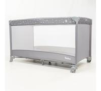 Asalvo Baléares Lit de voyage, pliable, compact et sûr, avec matelas inclus, facile à monter, de la naissance jusqu'à 15 kg, gris
