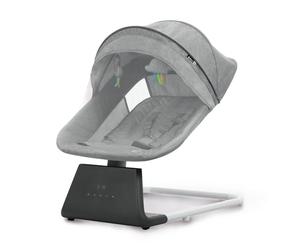 Asalvo Bali Hamac pour bébé, Dossier inclinable, Vibration relaxante, Position Fixe et Bascule, Harnais 5 Points, Pliable, Charge maximale 9 kg, Gris