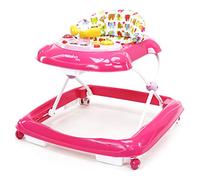 Asalvo Diver Déambulateur pour bébé, premiers pas, centre d'activités, plateau amovible, 12 mélodies, lumières LED, 3 hauteurs, pliage compact, 6 freins, jusqu'à 12 kg, éléphant rose