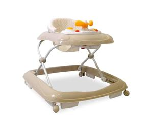 Asalvo DIVER Trotteur pour bébé, Premiers pas, Centre d'activités, Plateau extra flexible, 12 mélodies, Lumières LED, 3 Hauteurs, Encombrement réduit, 6 freins, jusqu'à 12 kg, Étoiles Beige