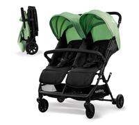 Asalvo DOUBLE HENRY Poussette, Légère, Compacte, Dossiers Inclinables, Capotes Réglables, Pliage Facile, de la Naissance jusqu’à 15 kg par Siège, Vert