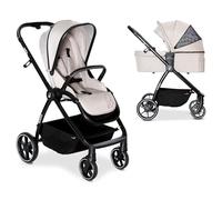 Asalvo Duo RODAS Poussette pliable ultra légère et compacte, poignée trolley, bagage avion, inclinable, poussette bébé, barre de sécurité, harnais 5 points, jusqu'à 23 kg, beige