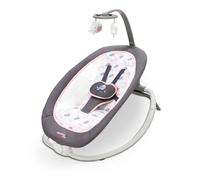 Asalvo FOLD Hamac pour bébé, dossier 4 positions, musique et vibration relaxante, position fixe et bascule, harnais 5 points, pliable, charge maximale 9 kg, oiseaux roses