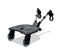 Asalvo HAPPY RIDE Trottinette pour poussette, jusqu'à 25 kg, installation facile, adaptable, antidérapante, roues 360, Buggy Board Joyeux voyage Noir