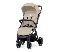 Asalvo KIBU Poussette pour bébé, confortable, ultra légère, sûre, capote avec fenêtre et frein arrière, maniable, pliable compact, charge maximale 24 kg, beige