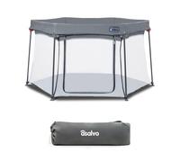 Asalvo Luxembourg Parc pour enfant carré et pliable avec maille respirante 150 x 150 cm Luxembourg Gris