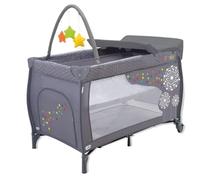Lit bébé parapluie avec arche et table à langer - ASALVO - Dandelion - Gris - 60x120 cm