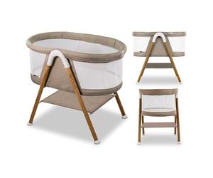 Asalvo Nidus Mini-Berceau Cododo Bébé, Réglable en Hauteur, Structure Pliable, Matelas Inclus, Tissu Respirant, Berceau Cododo Sécurisé, Beige