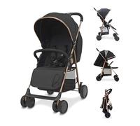 Asalvo Nova Poussette pour bébé, confortable, ultra légère, sûre, capote extensible et frein arrière, maniable, pliable compact, doré