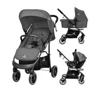 Asalvo Oslo 2 Poussette pour bébé, châssis en acier, siège unitaire, nacelle et siège auto, pliable d'une seule main, tissu lavable, de 0 mois à 22 kg, gris