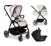 Asalvo RODAS Trio Convertible, 3 en 1, Poussette de bébé, Siège auto, confortable, sûr, capote extensible, suspension sur les roues, frein arrière, charge maximale 23 kg, beige