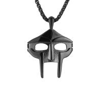 AsAlways Collier en acier inoxydable avec pendentif masque MF DOOM Hip Hop Rap Totem pour cadeau de fête, 4.6 cm x 3.5 cm, Acier inoxydable, Pas de pierre précieuse
