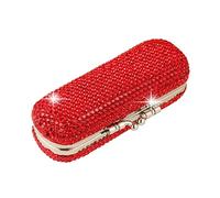 AsAlways Étui à rouge à lèvres portable avec miroir et strass brillants pour maquillage et maquillage, Rouge