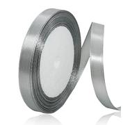 ASALZBOAY Ruban Satin Argent 10mm, 22m - Soie de Haute Qualité, Luxe et Festif - Pour Mariages, Anniversaires, Fêtes et Décoration