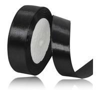 ASALZBOAY Ruban Satin Noir 20mm, 22m - Occasions Formelles et Informelles - Anniversaire, Mariage, Noël, Halloween - Soie - Classique - Uni