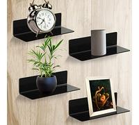 ASANMU 4 Pièces Étagères Murale sans Percer en Acrylique pour Chambre Étagère Decoration Étagère Flottante pour Salon, Salle Bains, Cuisine, Bureau