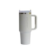 ASANTEUR Gobelet isotherme avec couvercle et paille, gobelet de voyage en acier inoxydable avec poignée (fin, 1,2 l)