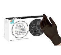 ASAP Gants d'examen jetables en nitrile noir sans poudre, 4 mm, noir (taille M, boîte de 100)