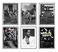 ASAP Rocky - Lot de 6 affiches de décoration murale en édition limitée, affiches de musique rappeur pour chambre d'adolescents, garçons et filles (20,3 x 30,5 cm, sans cadre)