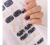 Asas-20pcs Noël Autocollants De Vernis À Ongles Gel Autocollant Nail Sticker Auto-Adhésifs Accessoires Bricolage Autocollant Avec Colle Décoration Manucure Ongle Couverture Complète(Bleu Et Blanc)