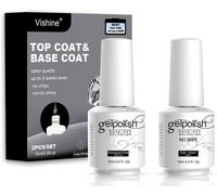 Asas-Duo Base Coat No Wipe Top Vernis Gel Semi-Permanent Uv Led Soak Off Vernis À Ongles Gel Nail Polish Set Kit Manucure 15ml 2 Flacons