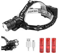 Asas-Lampe Frontale Puissante Avec Zoomable 4 Modes,Usb Rechargeable Étanche Torche Frontale Lampe De Casque Professionnelle Pour Camping,Randonnée,Pêche