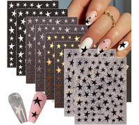 Asas-Lot De 8 Feuilles D'autocollants 3d Pour Nail Art-Étoile-Autocollants À Paillettes-Géométrie Brillante-Décoration Des Ongles En Acrylique