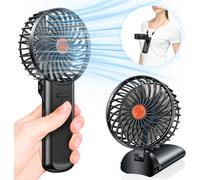 asas-Mini Ventilateur Portable Silencieux Rechargeable-Petit Ventilo Batterie Ventilateurs Portatif Usb Table Fan Main Ventillateur De Poche Avec 4 Vitesses Et 7 Lames Pour Voyage Bureau Maison (Noir)