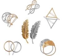 Asas-Pinces À Cheveux En Métal Géométrique Barretes À Cheveux Feuille Plume Cercle Triangle Infini Lune Forme Épingles À Cheveux Pour Accessoire De Cheveux De Femmes Filles 12 Pièces (Or Et Argent)