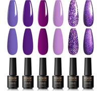 Asas-Vernis Semi Permanent Violet,6 Couleurs Mini Lila Fuchsia Violet Lavande Paillet,Vernis À Ongles Gel Soak Off Uv/Led Semi-Permanent Pour Salon De Manucure Diy Home