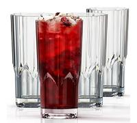 Asashizen Lot de 4 gobelets en plastique empilables de 380 ml en acrylique, ultra épais, pour les enfants, pour boire du jus, de l'eau, du camping, des pique-niques, des fêtes, des cocktails