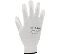 Asatex Gants en Tricot Fin avec Revêtement PU, 1 Paire, Blanc, Taille 8