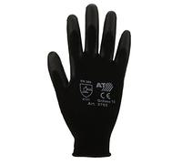 Asatex Gants en Tricot Fin avec Revêtement PU, 1 Paire, Noir, Taille 8