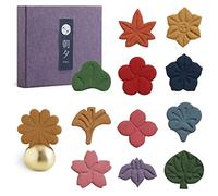 Asayu Japan Collection de Cônes Encens Pressées en Forme de Fleur avec des Senteurs Florales - Support en Laiton Inclus - Ensemble de 12 Cônes en Forme de Fleur
