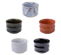 Asayu Japan Lot de 5 Tasses à Saké Ochoko en Céramique 5 Pièces Fabriquées au Japon, Pour Boissons Chaudes ou Froides, Multicolores