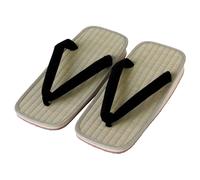 Asayu Japan Sandales Traditionnelles Japonaises en Igusa, Fabriquées au Japon, Tatami Zori, Absorbantes et Résistantes aux Odeurs - Lanière Noire, Taille Homme EU 40 à 43.