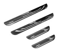 ASBHFC Lot de 4 Plaques de Seuil de Porte pour V-W Polo (2017-2025 2026), Style INOX Protection Anti-Rayures Autocollante pour Portes Avant et Arrière,pédale de Bienvenue,Upgrade 2