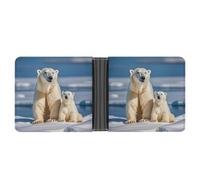asbwuo 2 Polar Bears Leather Bifold Wallet with 2 Hidden Pockets 6 Card Slots Slim Wallets for Cash, Cards, and ID