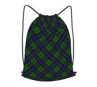 asbwuo Armstrong Tartan Blue And Green Plaid Outdoor Leisure Drawstring Backpack, Lightweight Waterproof Sports Bag For Men & Women - Gym, Yoga, Travel
