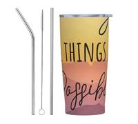 asbwuo Avec Dieu, tout est possible (Matthieu 19:26). Mug de voyage isotherme en acier inoxydable avec couvercle étanche, double paroi isolante, pailles interchangeables et brosse de nettoyage.