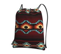 asbwuo Aztec Tribal Trendy Drawstring Backpack With Zipper Compartments - Unisex Outdoor Leisure Bag For Running, Yoga, Travel - Polyester, Anti-Spill Design