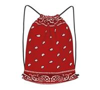 asbwuo Bandana Red Outdoor Leisure Drawstring Backpack, Lightweight Waterproof Sports Bag For Men & Women - Gym, Yoga, Travel