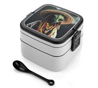 asbwuo Boîte à bento empilable Aliens Reggae pour adultes, ensemble de boîtes à lunch double couche avec cuillère et poignée invisible