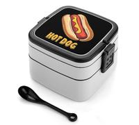 asbwuo Boîte à bento empilable pour hot-dogs pour adultes, boîte à lunch double couche avec cuillère et poignée invisible