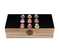 asbwuo Boîte de rangement en bois colorée pour poupée russe Matriochka avec couvercle à charnière, boîtes de rangement décoratives pour souvenirs, organisateur de bijoux et cadeaux en bois