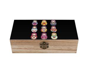 asbwuo Boîte de rangement en bois colorée pour poupée russe Matriochka avec couvercle à charnière, boîtes de rangement décoratives pour souvenirs, organisateur de bijoux et cadeaux en bois